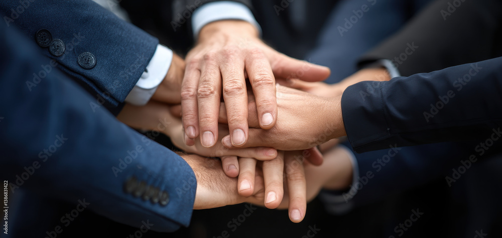 United hands symbolize teamwork and collaboration, showcasing unity and strength in achieving common goals