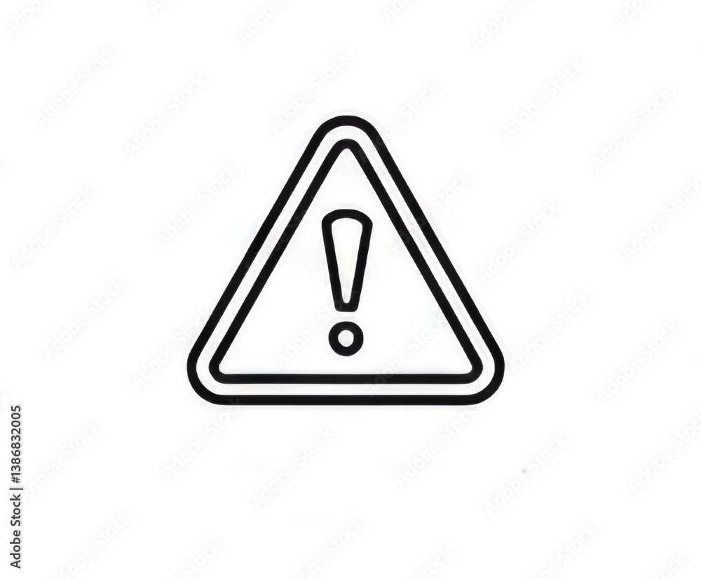 A stark warning sign, a bold exclamation point within a simple triangle, conveys urgency and caution in a minimalist design. A stark warning sign, a bold exclamation point within a simple triangle, conveys urgency and caution in a minimalist design.
