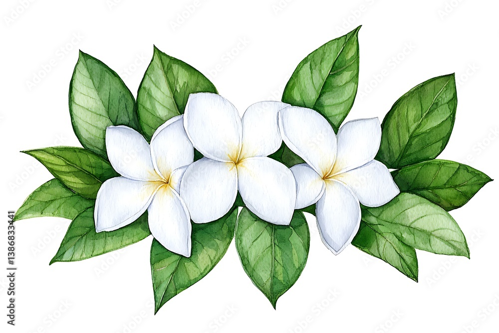 Fototapeta premium Beautiful White Flowers with Green Leaves in a Floral Arrangement