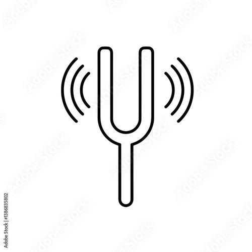 Tuning fork producing sound waves on a simple background  