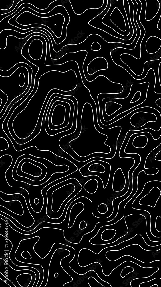 Fototapeta premium Black topographic lines background contour lines wallpaper 4k vertical backdrop 