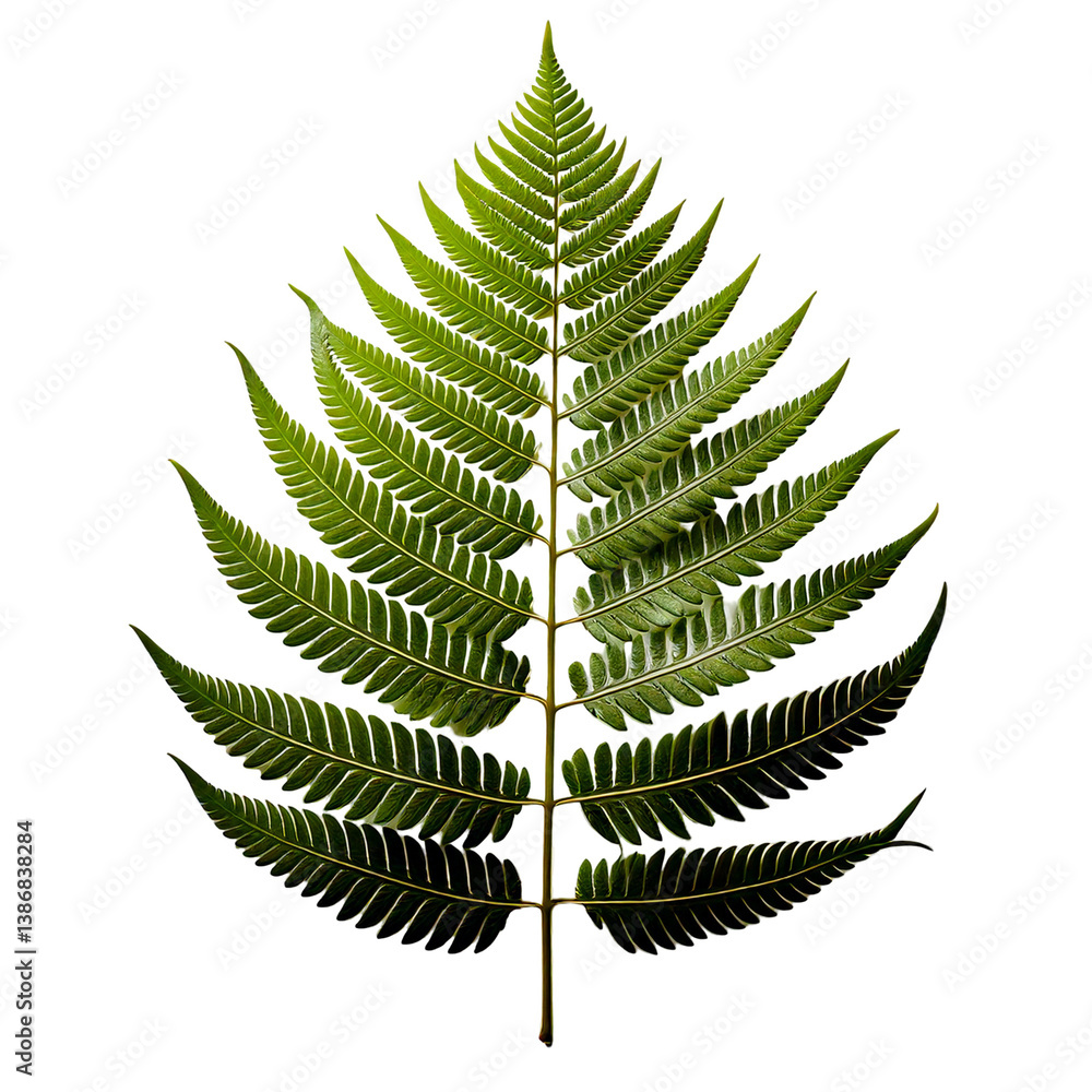 Naklejka premium A delicate fern leaf with soft shadows and intricate vein details