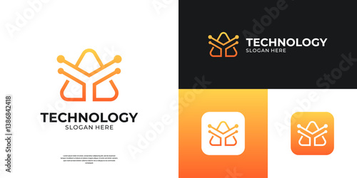 Abstract letter A logo. Artificial intelligence symbol with initial A triangle shape logo.