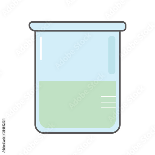 ビーカーのベクターイラスト（主線あり）：実験器具 - Beaker Vector Illustration (with Lines): Laboratory Equipment