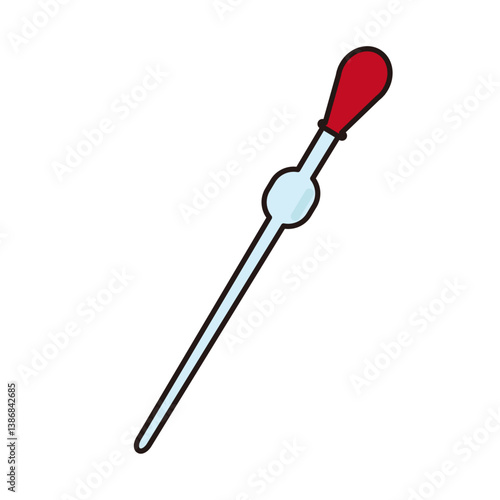 こまごめピペットのベクターイラスト（主線あり）：実験器具 - Dropping Pipette Lined Vector Illustration: Laboratory Equipment
