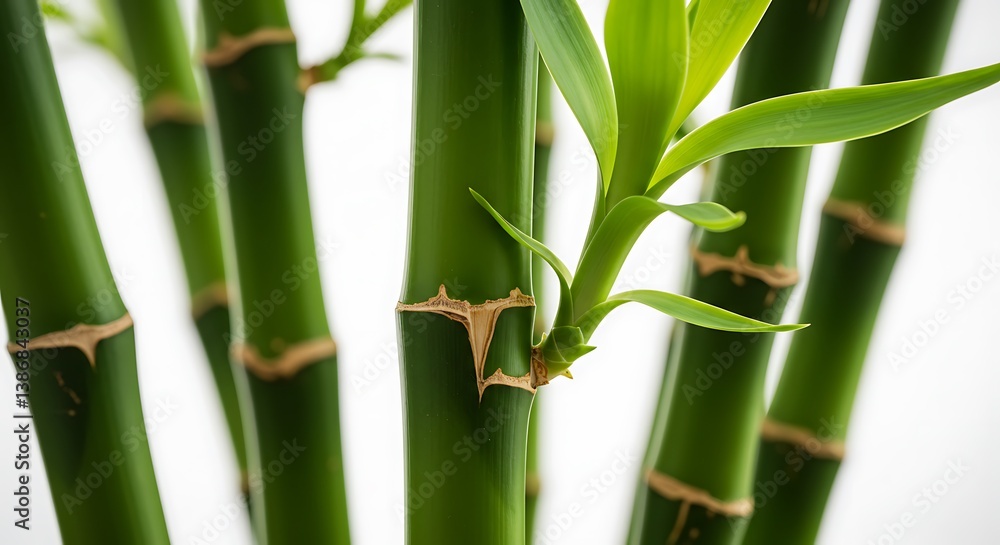 Obraz premium Lush Green Bamboo Shoots Against a Bright Background AI Generated