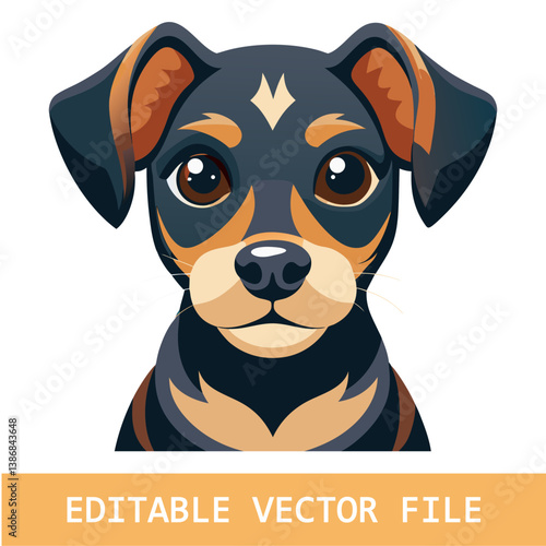 Black labrador retriever dog in flat vector art cartoon style illustration