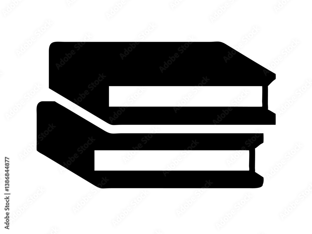 A minimalist black-and-white silhouette of a stack of two books A minimalist black-and-white silhouette of a stack of two books