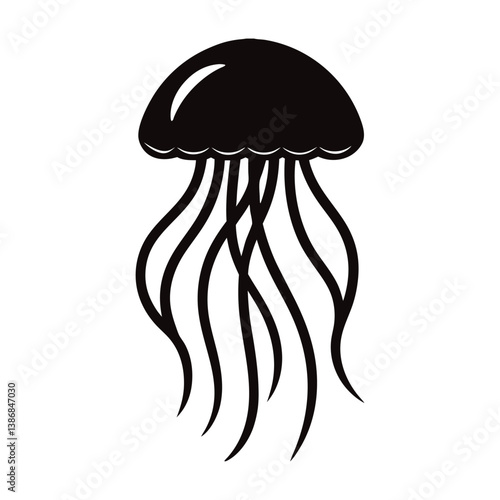 jelly fish vector silhouette on white background
