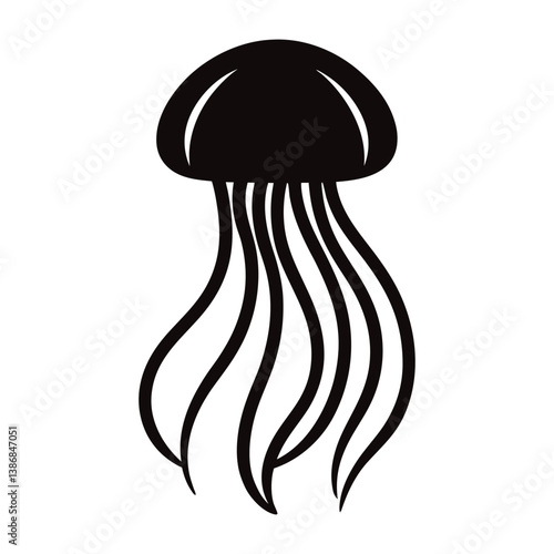 jelly fish vector silhouette on white background