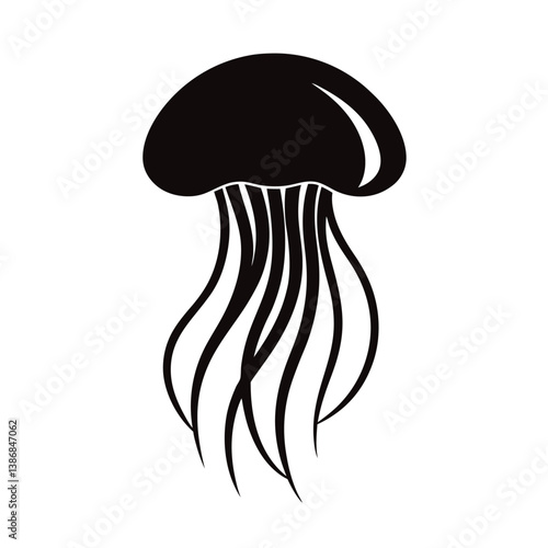 jelly fish vector silhouette on white background