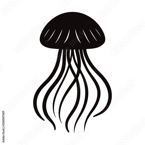 jelly fish vector silhouette on white background