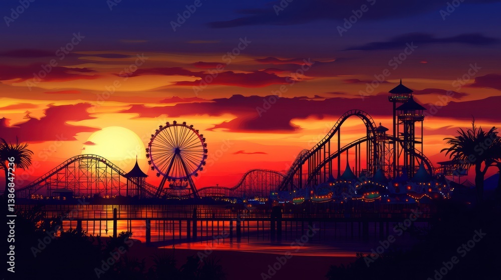 Sunset Amusement Park Waterfront Sunset Amusement Park Waterfront