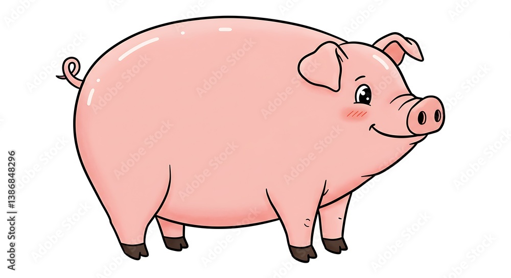 Happy Pig Cartoon Illustration: A Cheerful Hand-Drawn Design AI Generated Happy Pig Cartoon Illustration: A Cheerful Hand-Drawn Design AI Generated