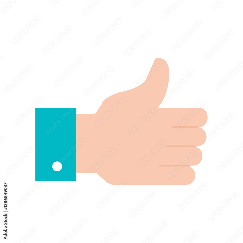 Flat Vector Illustration of a Hand Giving a Thumbs Up Gesture Symbolizing Approval or Agreement Flat Vector Illustration of a Hand Giving a Thumbs Up Gesture Symbolizing Approval or Agreement