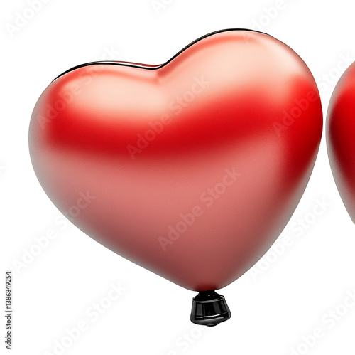 Two Shiny Red Heart Balloons Float Gently. AI Generated