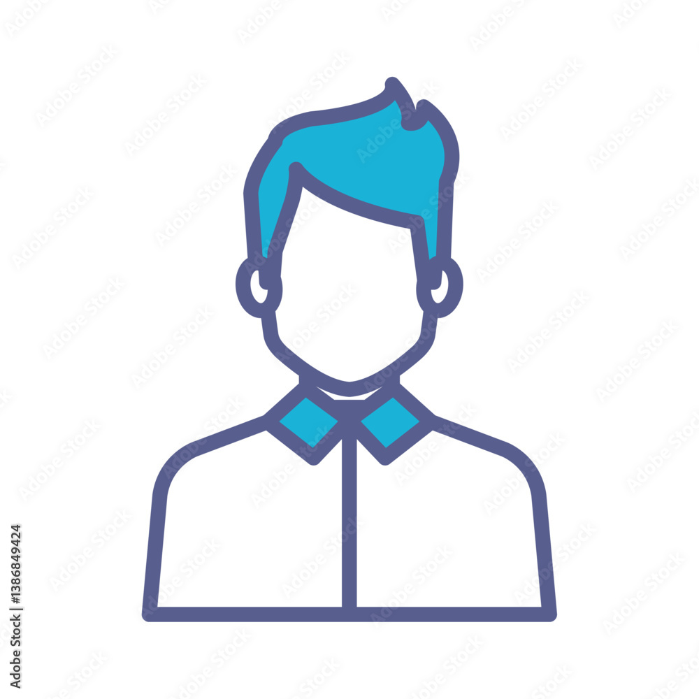 Flat Vector Illustration of a Male Avatar with Blue Hair – Simple and Professional User Profile Icon for Business, Corporate Identity, or Digital Platforms in an Outline Style Flat Vector Illustration of a Male Avatar with Blue Hair – Simple and Professional User Profile Icon for Business, Corporate Identity, or Digital Platforms in an Outline Style