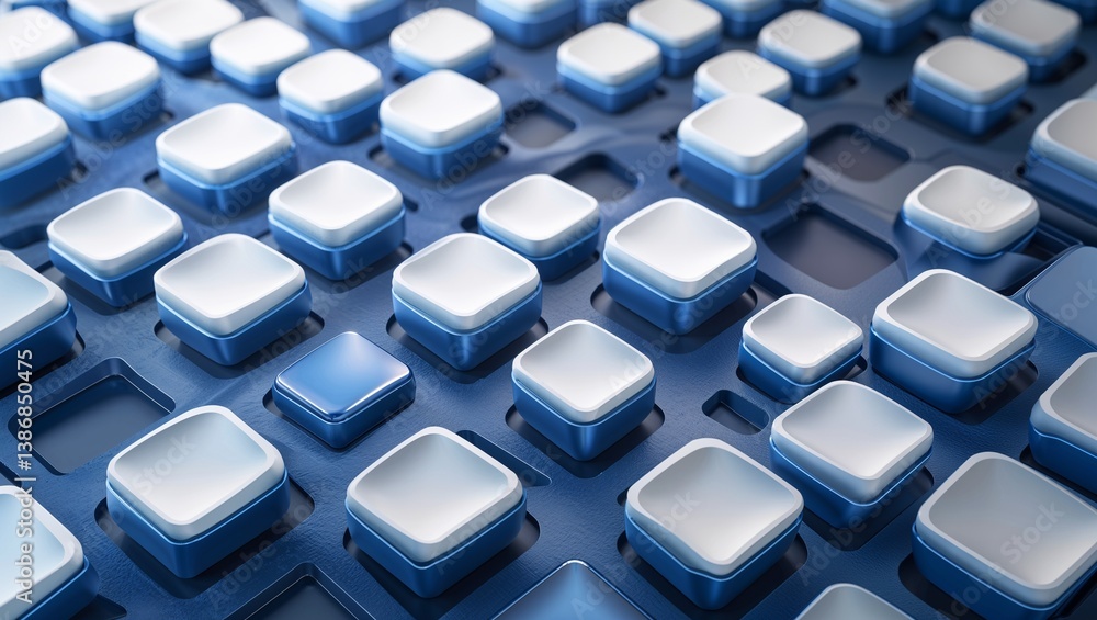 Obraz premium 3D abstract squares background with blue and white square pattern