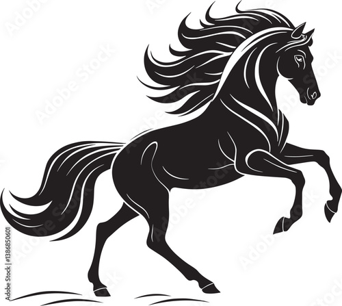 Horse black stallion animal equine mammal silhouette vector art design graphic illustration drawing image