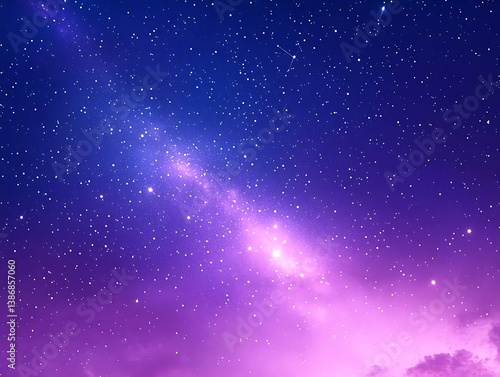 Enchanting purple sky filled with stars creating a magical and dreamlike atmosphere at nighttime
