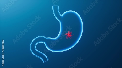 3d rendering medical stomach and virus animation 