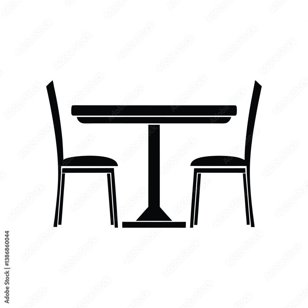 Table and chairs vector silhouette, Furniture vector art Table and chairs vector silhouette, Furniture vector art