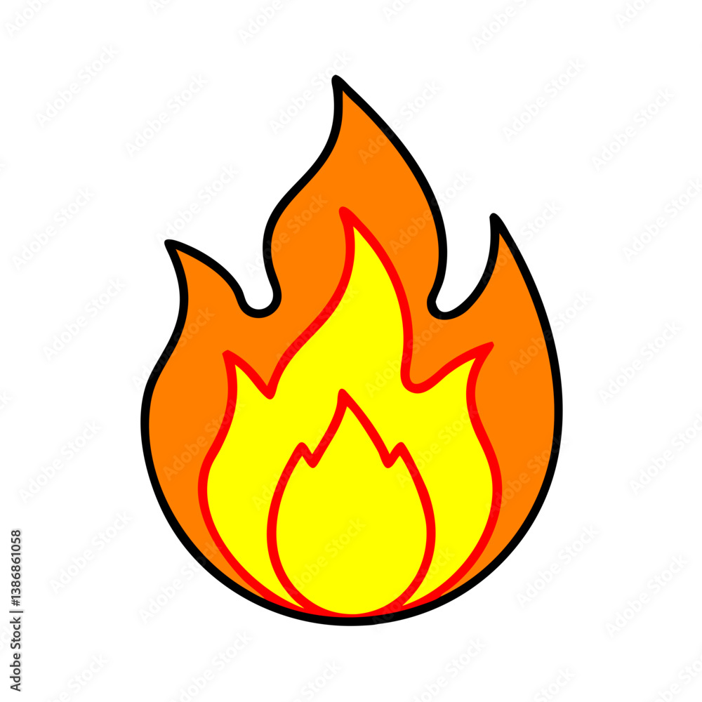 Vector Cartoon Fire Flame Design Bright Yellow And Orange On Black Background Vector Cartoon Fire Flame Design Bright Yellow And Orange On Black Background