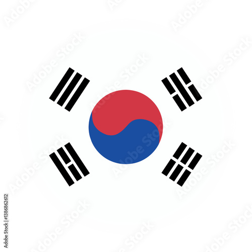  Round South Korea Flag, Glowing South Korea Flag