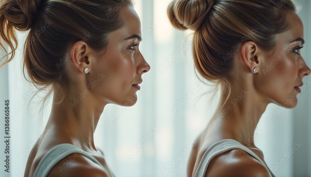 Naklejka premium Jawline Transformation Before and After Cosmetic Procedure