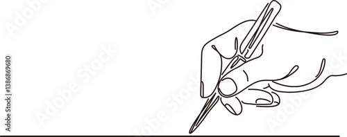 ペンを持つ手　人物　線画　手描き　イメージ　シンプル　イラスト素材
