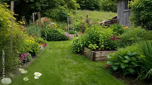 Wallpaper Mural Serene Cottage Garden: A Picturesque Summer Day Torontodigital.ca