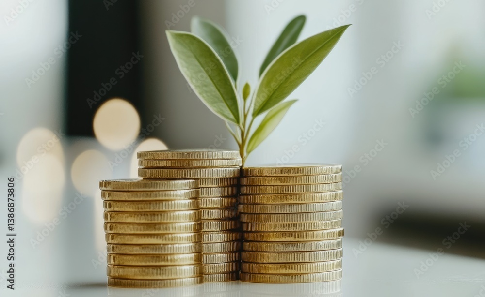 Invest in Growth: A visual metaphor showcasing a seedling emerging from a stack of coins, embodying the essence of financial investment, with a soft bokeh background Invest in Growth: A visual metaphor showcasing a seedling emerging from a stack of coins, embodying the essence of financial investment, with a soft bokeh background