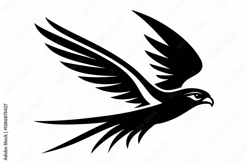 Obraz premium falcon in flight silhouette vector line art illustration