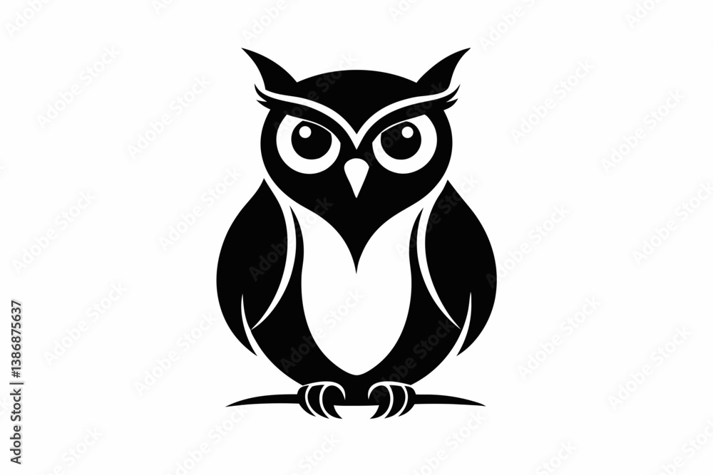 owl perched silhouette vector line art illustration owl perched silhouette vector line art illustration