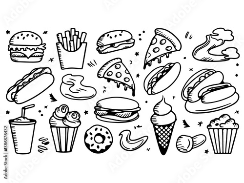 fast food icons vector art