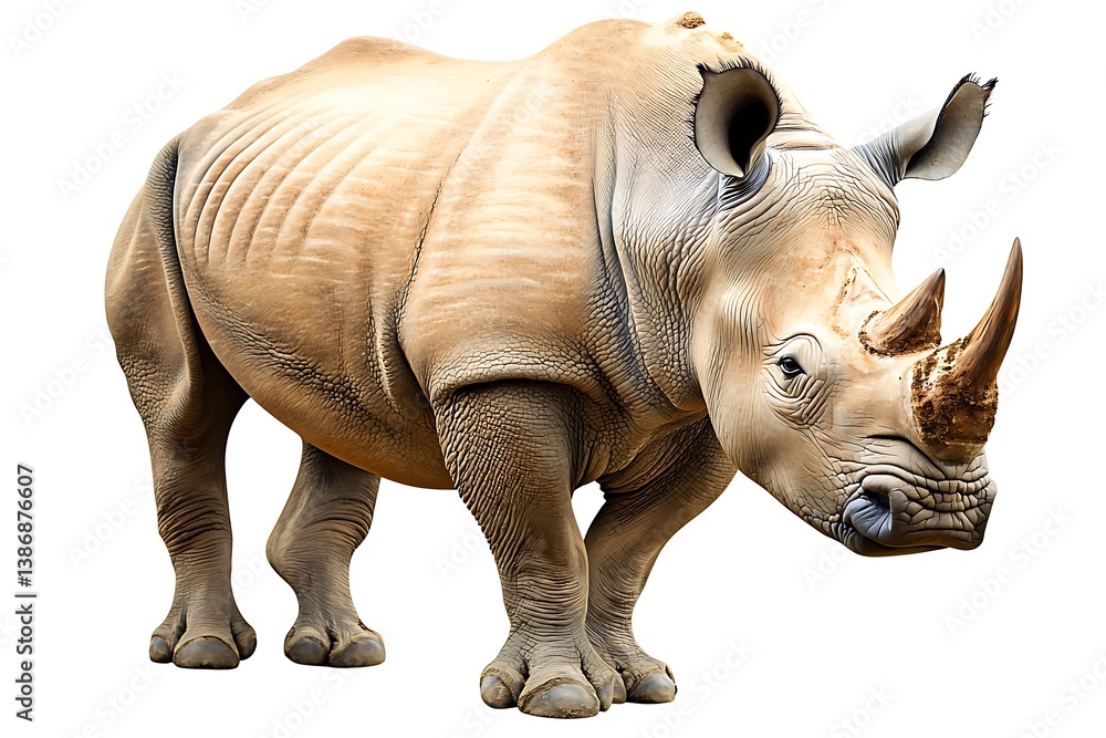 Obraz premium Majestic Rhinoceros Stands Proudly in a Natural Habitat Setting