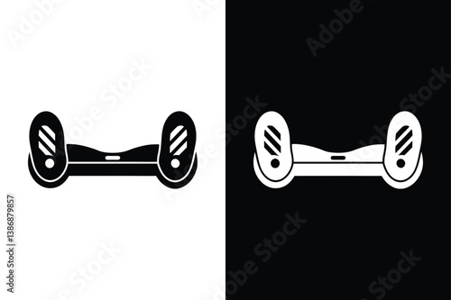 Hoverboard Vector Illustration. Flat Black Electric Scooter Icon Isolated on White