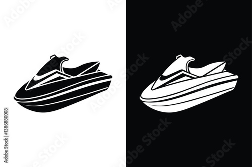 Personal Watercraft Vector Icon. Jet Ski Silhouette Design for Stock and Digital Use