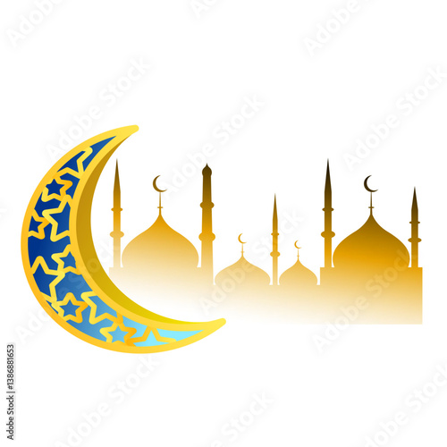 golden moon and mosque
