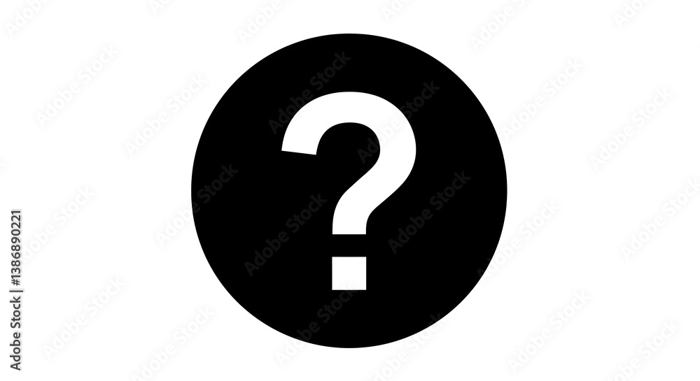 Simple Question Mark Inside a Black Circle on White Background Minimalist Design Simple Question Mark Inside a Black Circle on White Background Minimalist Design