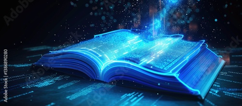 Wallpaper Mural Modern futuristic open blue book for education with digital futuristic elements graphic.Generated AI Torontodigital.ca