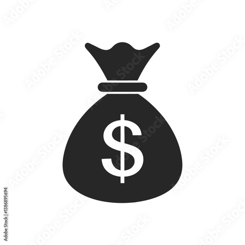 money bag icon dollar sign black silhouette finance.eps