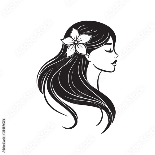 girl hair style icon vector