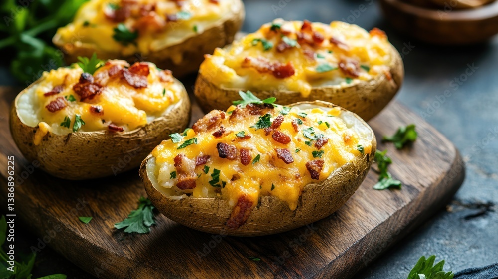 Loaded Baked Potatoes with Cheese and Bacon Loaded Baked Potatoes with Cheese and Bacon