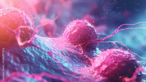 Wallpaper Mural Macro view cancer cells in a human body with genetics cancerous cell. Generated AI image Torontodigital.ca