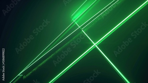 Futuristic glowing green neon lines on smoked dark background. Generated AI image