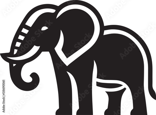 Elephants Vector in Black & White