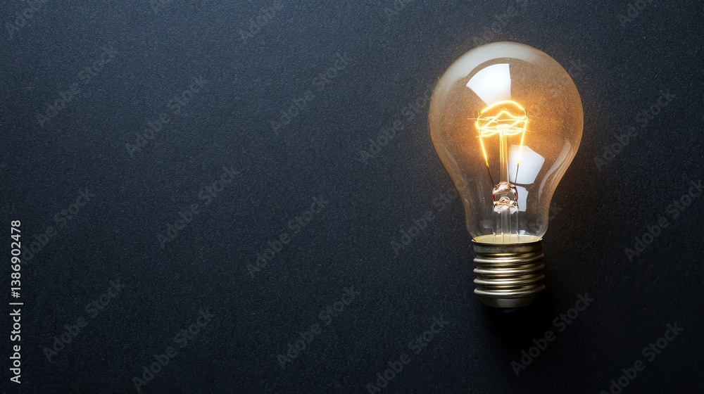 Light bulb on dark background idea concept