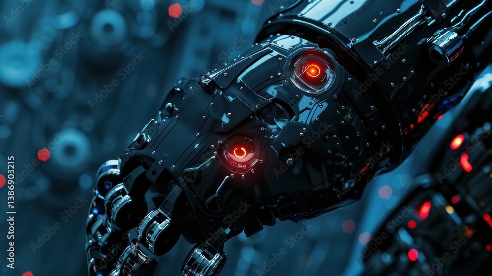 Fototapeta premium Futuristic hand with fingers Robotic for modern future technology innovation. AI generated