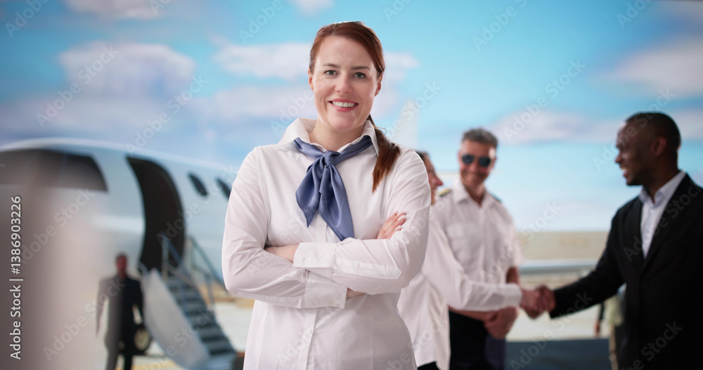 Beautiful Young Stewardess Poses